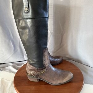 Sam Edelman Knee High Black/ Brown Leather Juliana Riding Boot Women US10.5/EU42